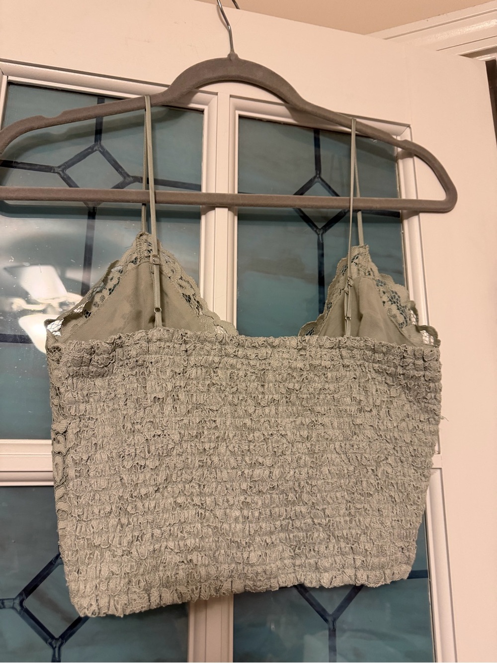 Express Floral Lace Cropped Cami in Sage - Picture 2 of 4